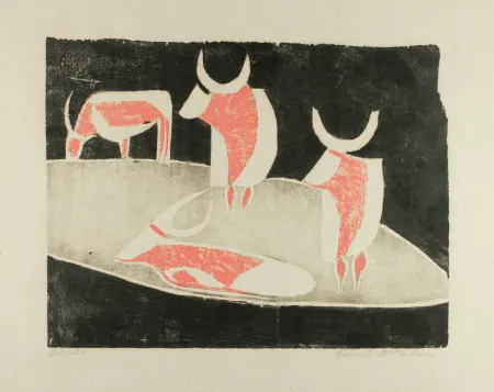 Woodcut Mataré - Weide (Meadow)