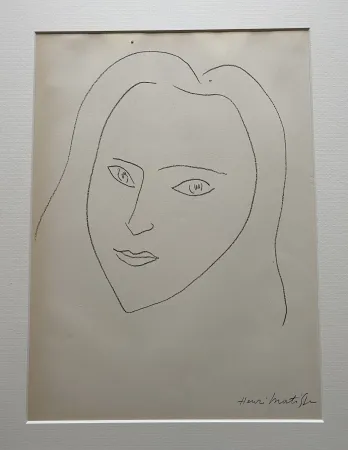 Lithograph Matisse (After) - Facing Woman’s  portrait with long hair 