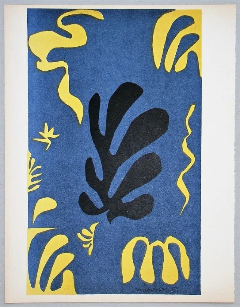 Lithograph Matisse - Composition fond bleu, 1951