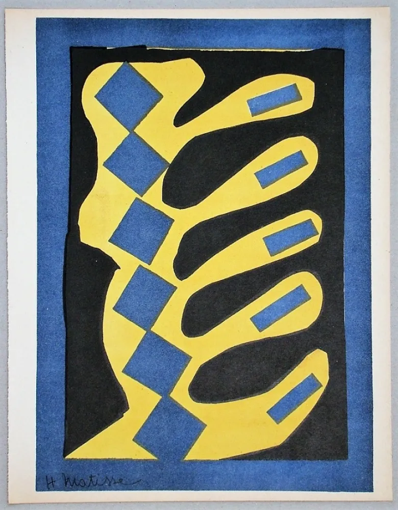 Lithograph Matisse - Composition jaune, bleu et noire, 1947