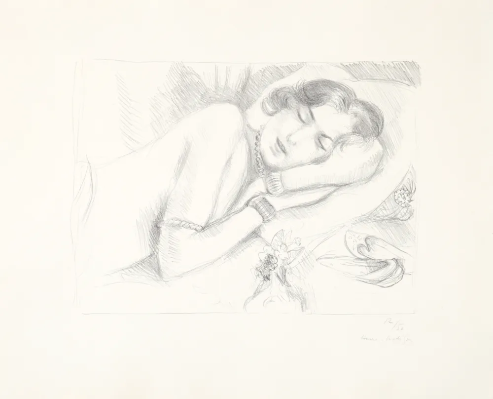 Lithograph Matisse - Figure endormie aux babouches