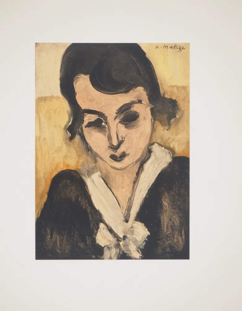 Lithograph Matisse - La robe au col blanc