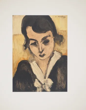 Lithograph Matisse - La robe au col blanc