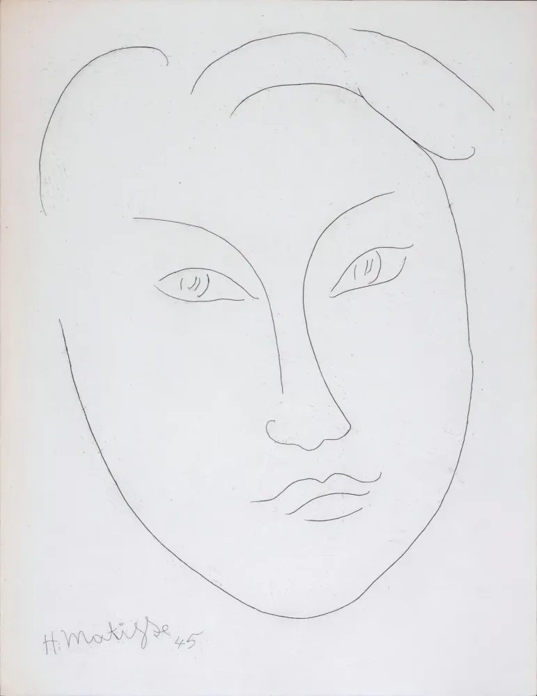 Engraving Matisse - Masque de jeune garçon, 1946