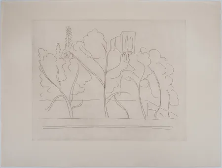 Etching Matisse - Notre Dame à travers les arbres
