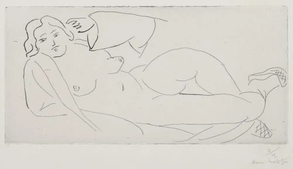 Etching Matisse - Nu allongé, aux babouches de paille tressée 