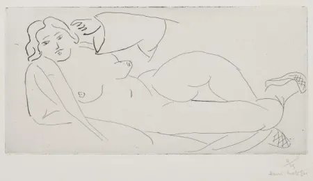 Etching Matisse - Nu allongé, aux babouches de paille tressée 