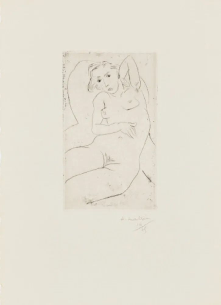 Drypoint Matisse - Nu assis-les yeux noris