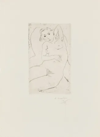 Drypoint Matisse - Nu assis-les yeux noris