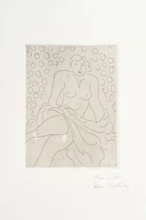 Etching Matisse - Nu drapé sur fond composé de cercles