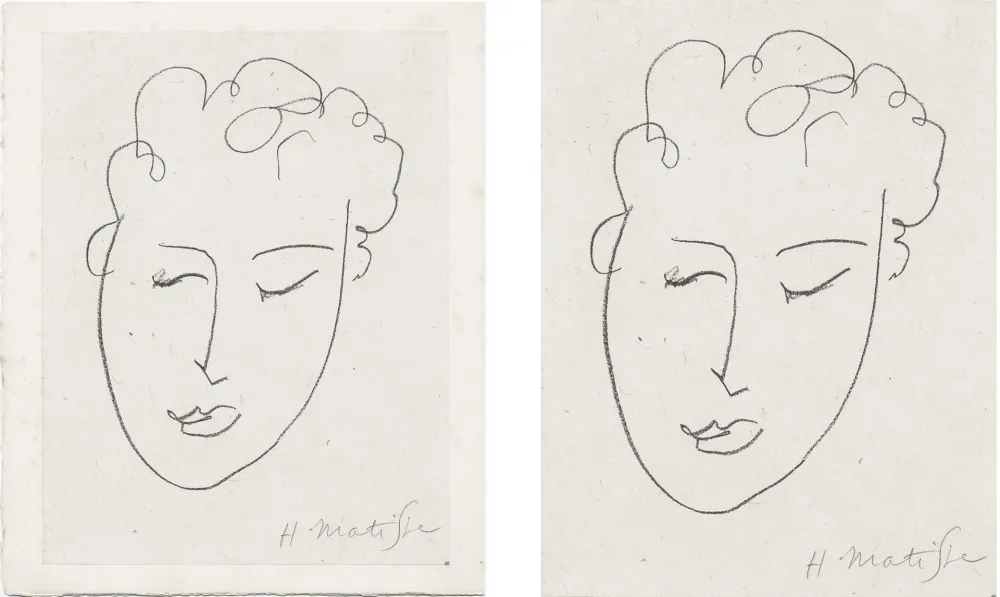 Lithograph Matisse - VISAGE DE FEMME. Pour Jules Romains : Pierres Levées, poèmes. Paris 1948