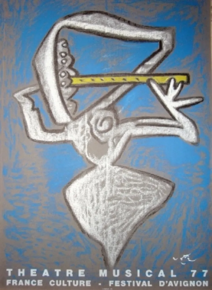 Lithograph Matta - Affiche pour le théâtre municipal musical, France culture, Festival d'Avignon.