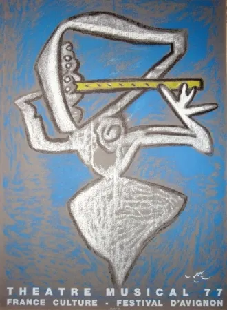 Lithograph Matta - Affiche pour le théâtre municipal musical, France culture, Festival d'Avignon.