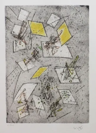 Etching And Aquatint Matta - Droites libérées (planche 10)