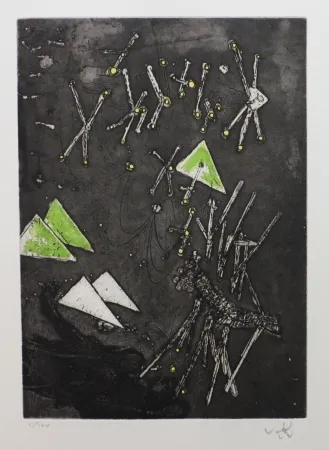 Etching And Aquatint Matta - Droites libérées (planche 11)