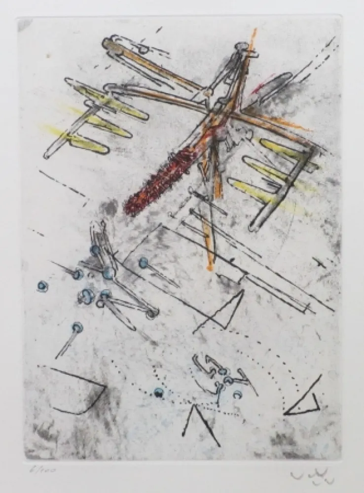 Etching And Aquatint Matta - Droites libérées (planche 12)