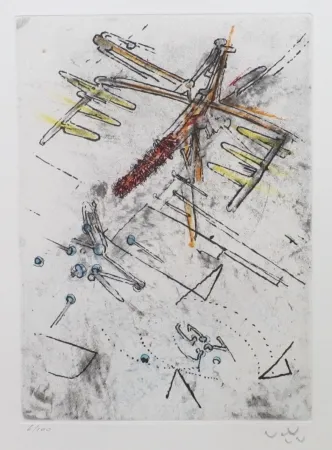 Etching And Aquatint Matta - Droites libérées (planche 12)