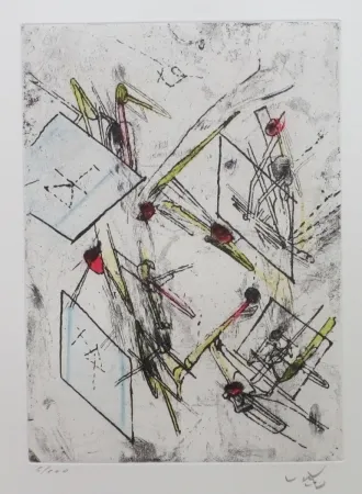 Etching And Aquatint Matta - Droites libérées (planche 6)