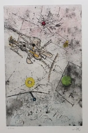 Etching And Aquatint Matta - Droites libérées (planche 7)