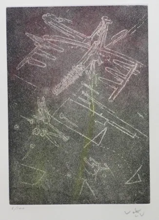 Etching And Aquatint Matta - Droites libérées (planche 8)