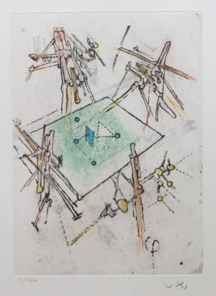 Etching And Aquatint Matta - Droites libérées (planche1)