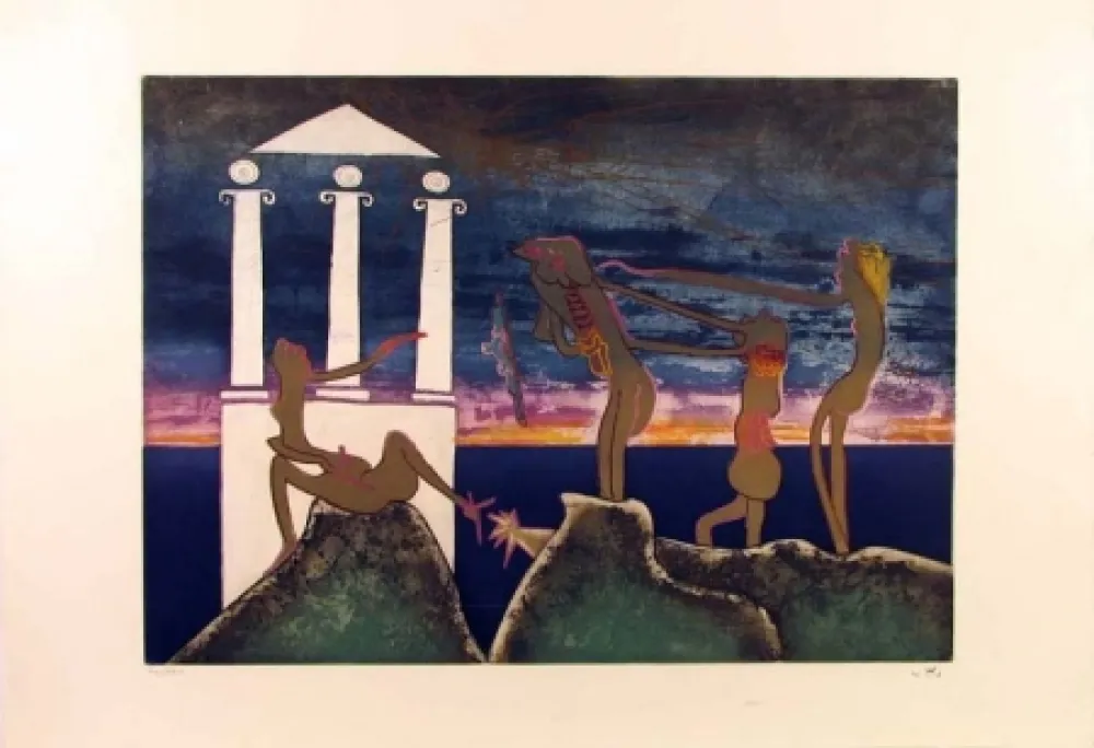 Etching And Aquatint Matta - Hours of the Day Series, 10pm