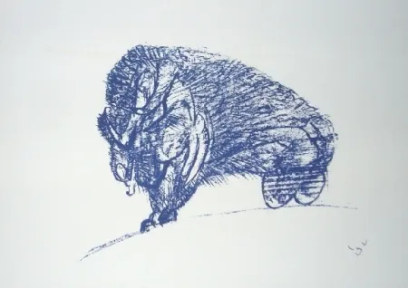 Lithograph Matta - Il Bisonte