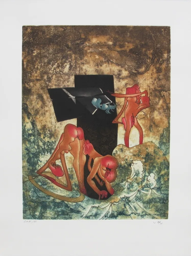 Etching And Aquatint Matta - La Danse de la mort 2