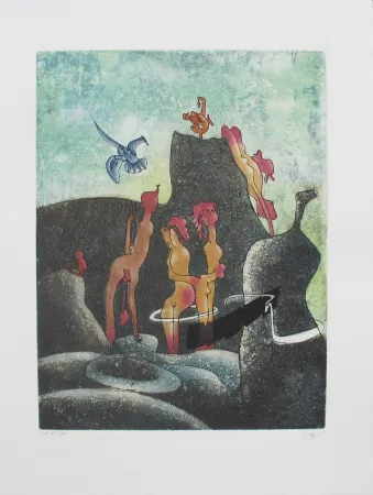 Etching And Aquatint Matta - La Danse de la mort 3