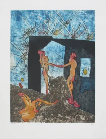 Etching And Aquatint Matta - La Danse de la mort 5