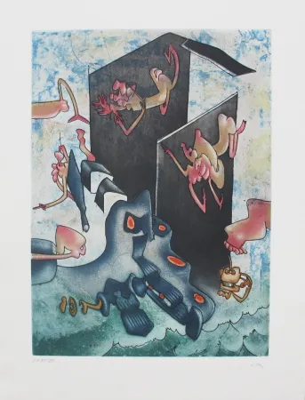 Etching And Aquatint Matta - La Danse de la mort 7