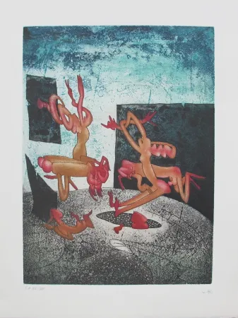 Etching And Aquatint Matta - La Danse de la mort 8