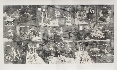 Etching And Aquatint Matta - La Une à L'H Pile