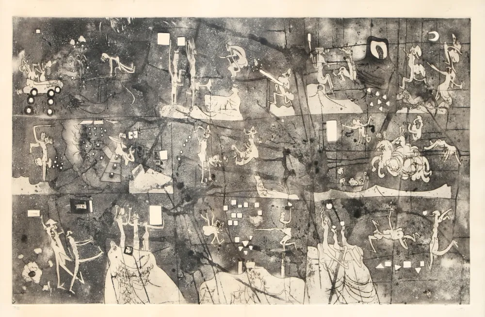 Etching And Aquatint Matta - La Une a L'h Pile (Head to Head)