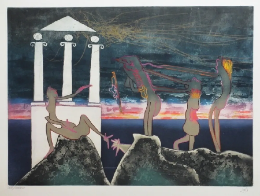 Etching And Aquatint Matta - L'Arc obscur des heures