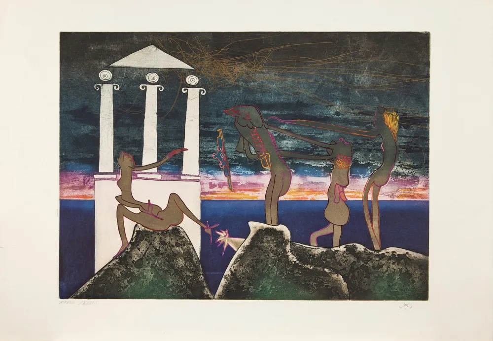 Etching And Aquatint Matta - L'Arc obscure des heures