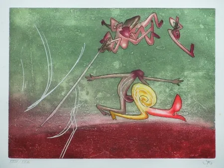 Etching And Aquatint Matta - Le sot à la perche