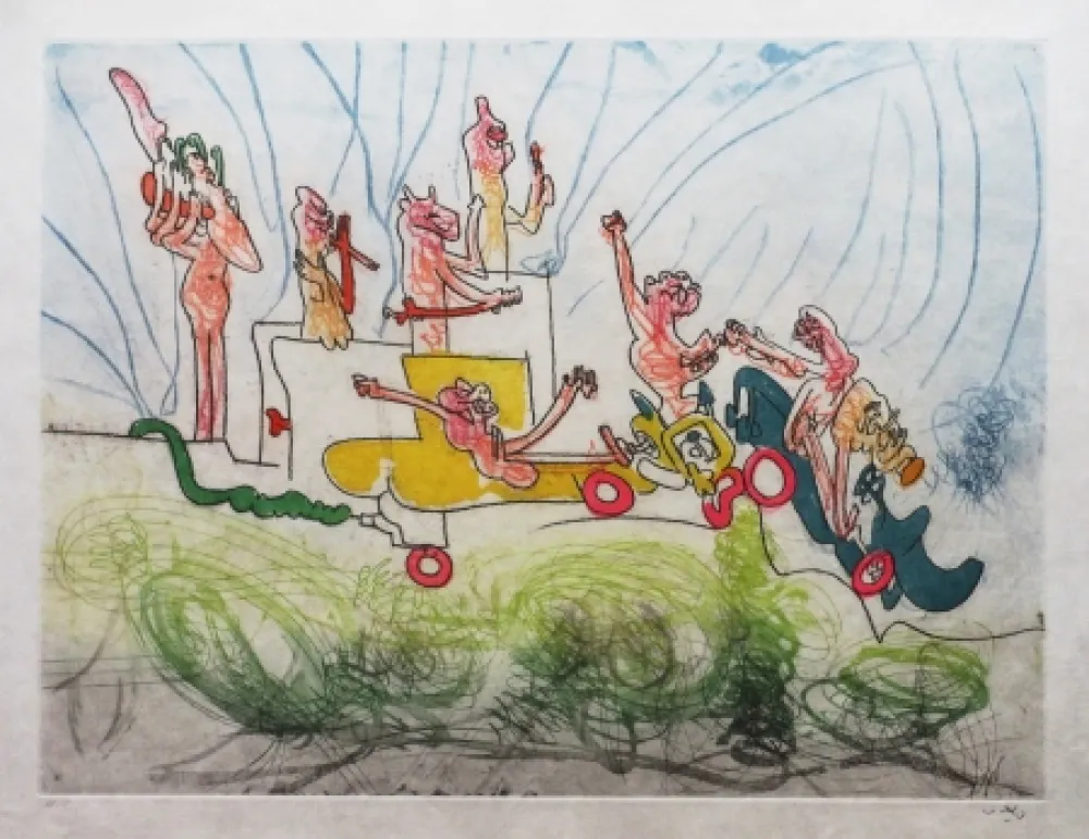 Etching And Aquatint Matta - Les Oh' Tomobiles (Planche 2)