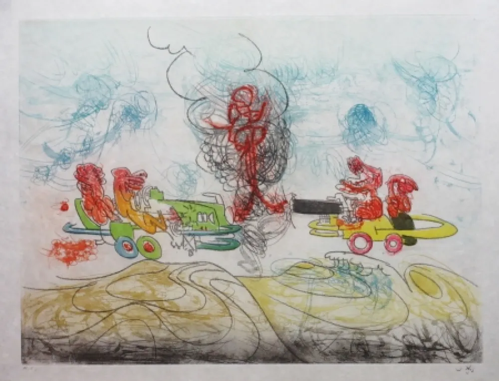 Etching And Aquatint Matta - Les Oh' Tomobiles (Planche 3)