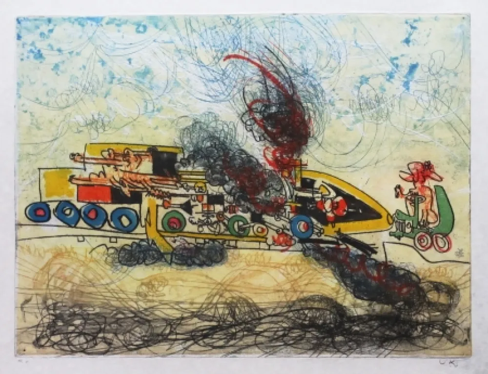 Etching And Aquatint Matta - Les Oh' Tomobiles (Planche 4)