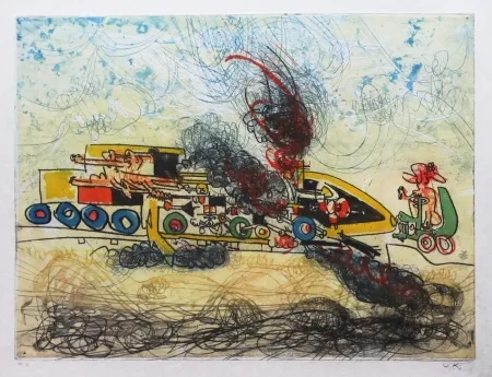 Etching And Aquatint Matta - Les Oh' Tomobiles (Planche 4)