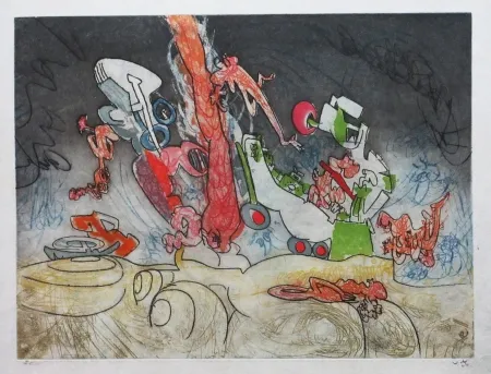 Etching And Aquatint Matta - Les Oh' Tomobiles (Planche 8)