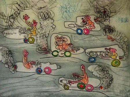 Etching And Aquatint Matta - Les oh Tomobiles, suite complète