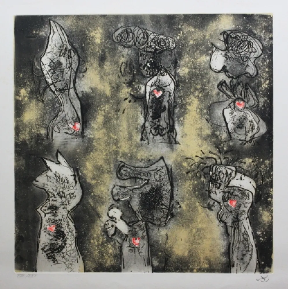 Etching And Aquatint Matta - Six personnages