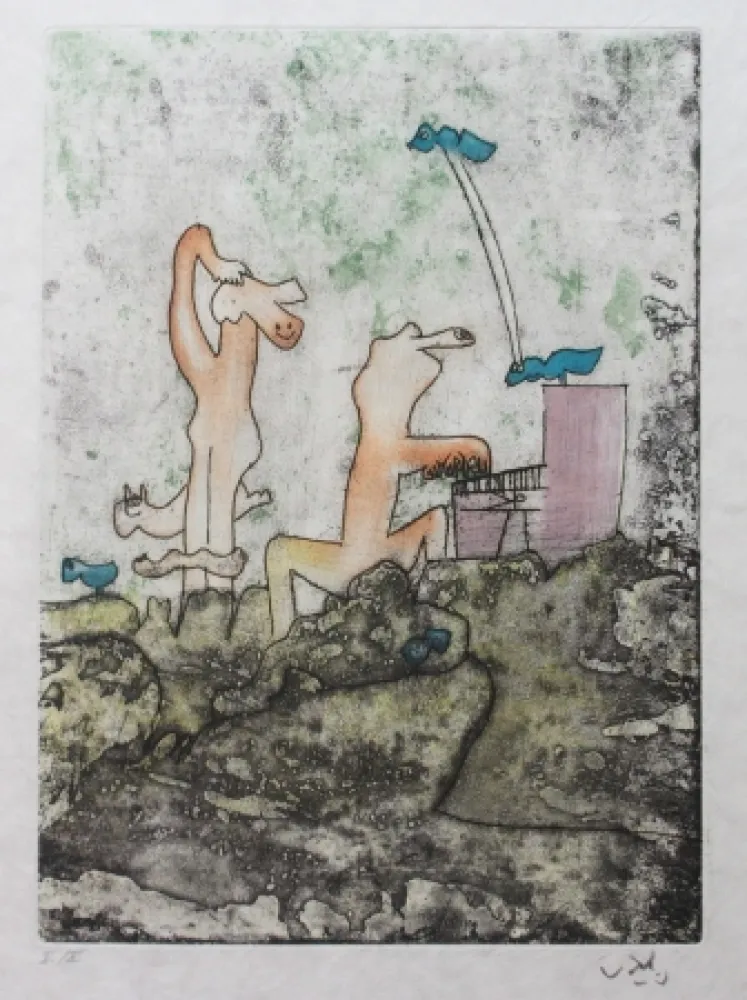 Etching And Aquatint Matta - Vivante mortalité (Planche 3)