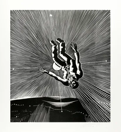 Woodcut Mattheuer - Hin ist er (He’s gone)