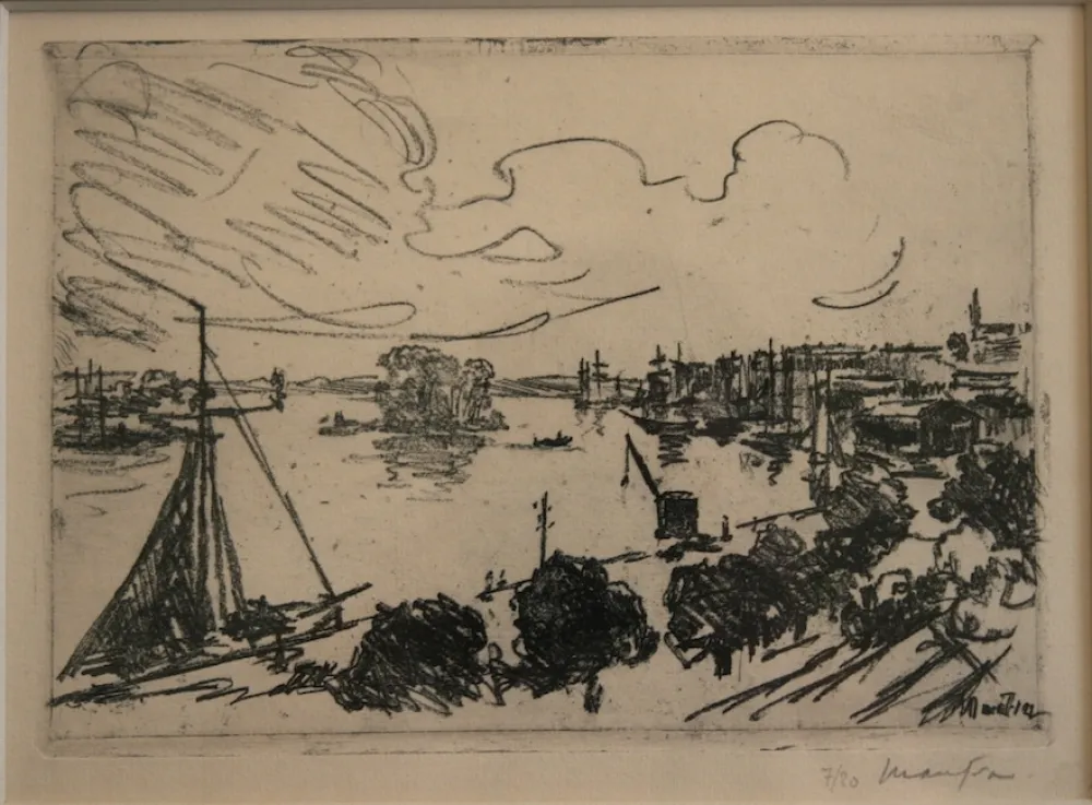 Lithograph Maufra - Vue de Port.