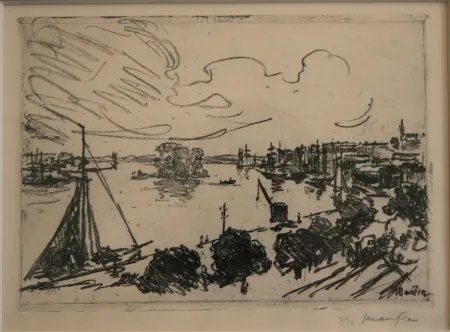 Lithograph Maufra - Vue de Port.