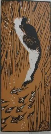 Woodcut Méheut - Gode chassant