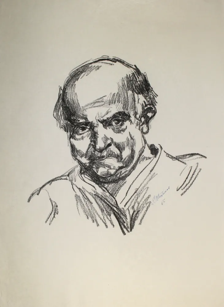 Lithograph Meidner - Selbstbildnis nach links